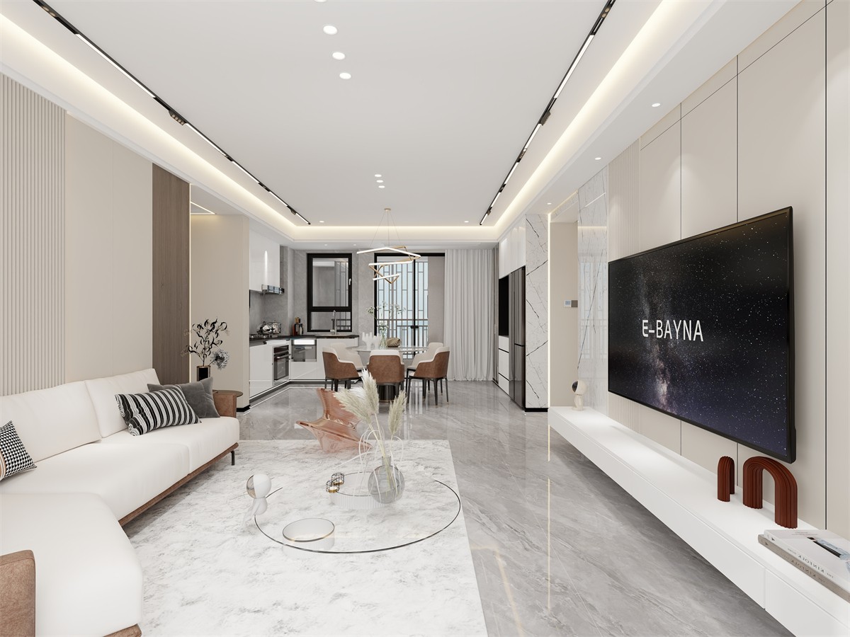 保利領(lǐng)秀前程140平現(xiàn)代簡約客廳裝修效果圖