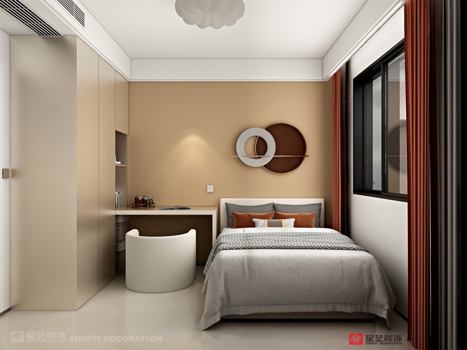 電網(wǎng)小區(qū)130平現(xiàn)代簡(jiǎn)約臥室裝修效果圖