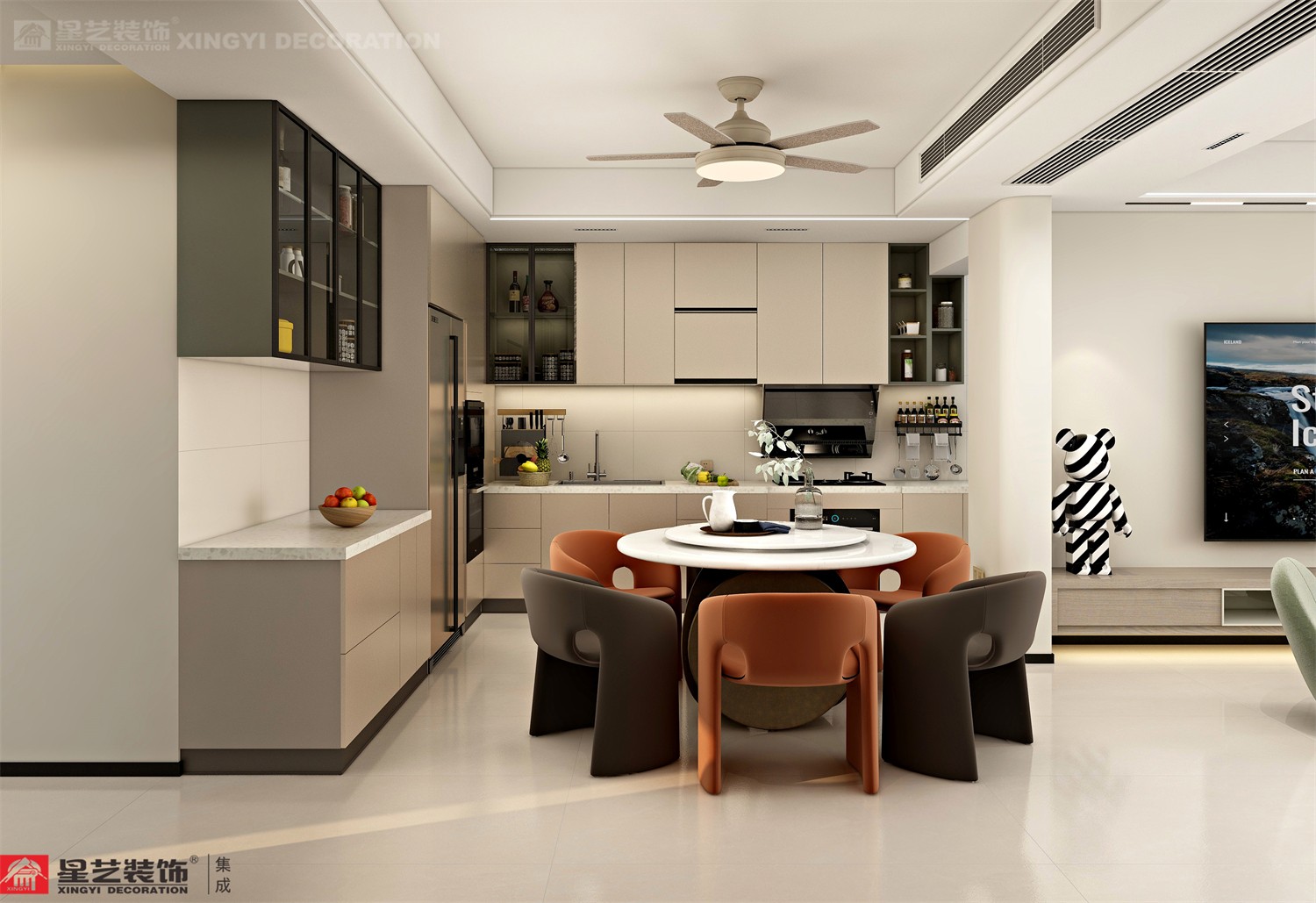 電網(wǎng)小區(qū)130平現(xiàn)代簡(jiǎn)約廚房裝修效果圖