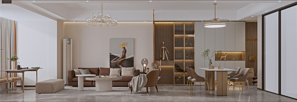 華西茗城90平現(xiàn)代輕奢餐裝修效果圖