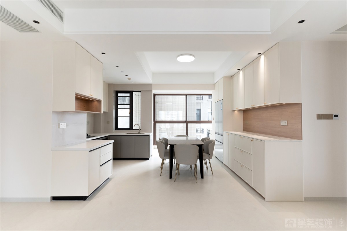 盛科城152平奶油風(fēng)餐廳裝修完工實(shí)景圖