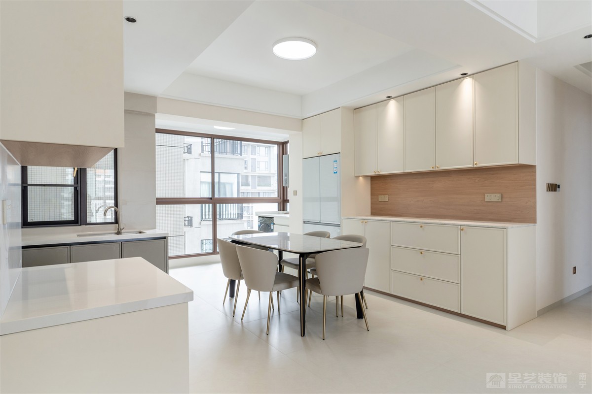 盛科城152平奶油風(fēng)餐廳裝修完工實(shí)景圖