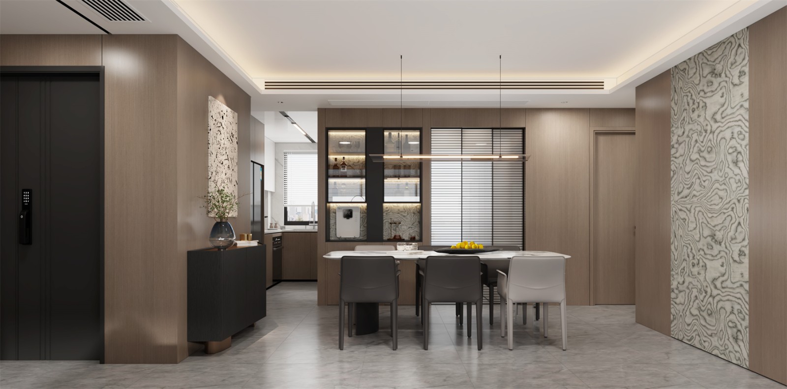 冠江墅143平意式輕奢餐廳裝修效果圖