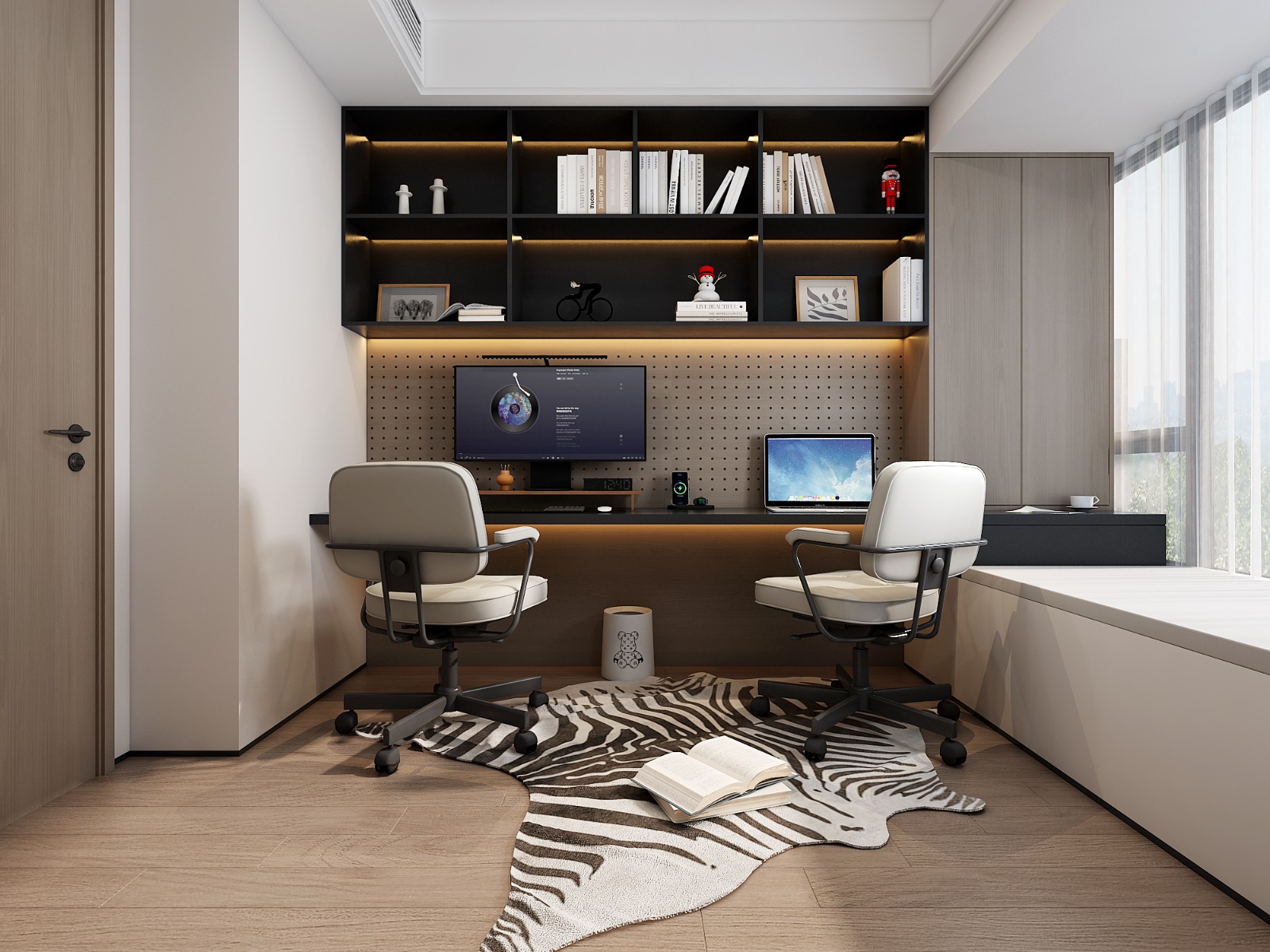 冠江墅143平意式輕奢書房裝修效果圖