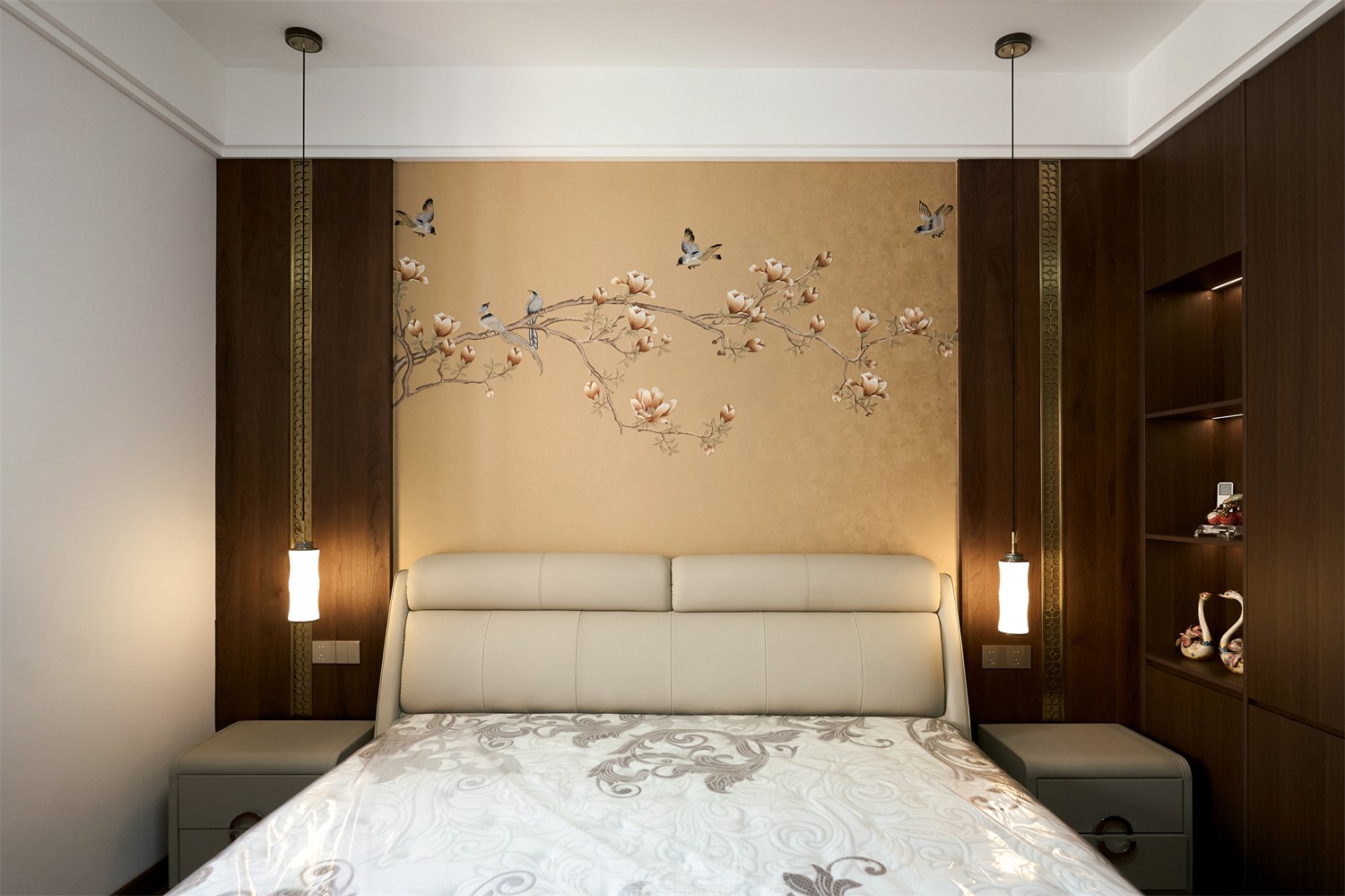 東方皇城260平簡約中式臥室完工裝修實(shí)景圖