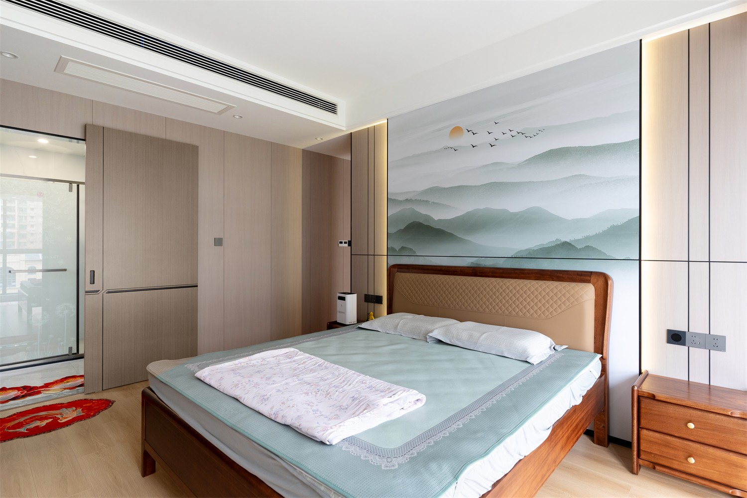 建發(fā)縵云210平新中式臥室裝修完工實景圖