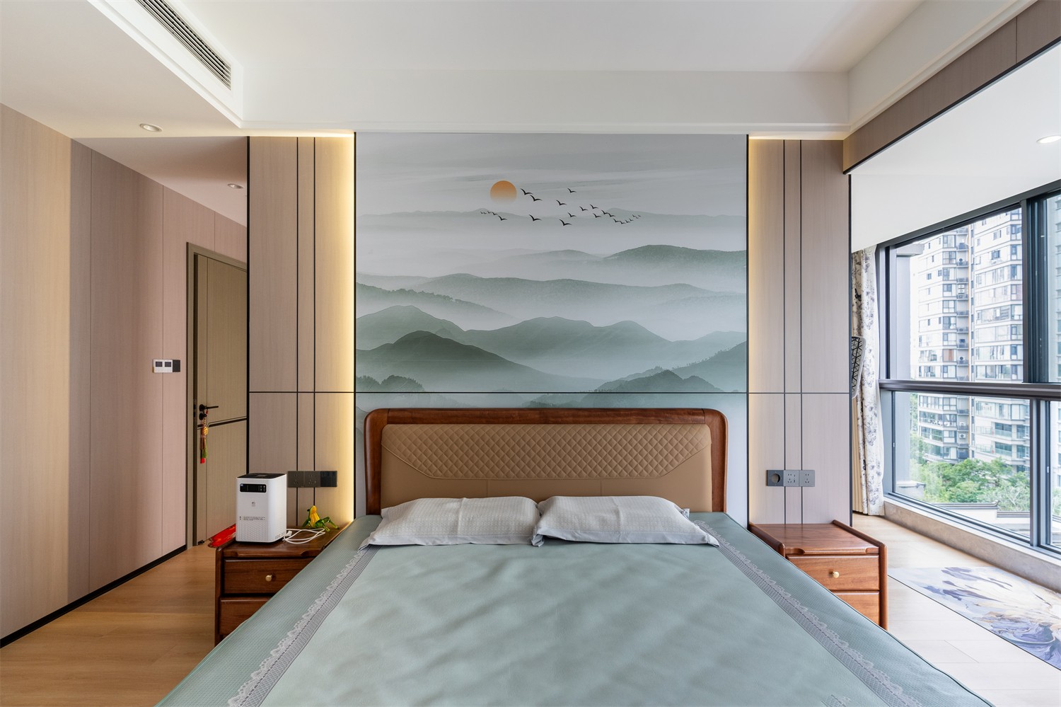 建發(fā)縵云210平新中式臥室裝修完工實景圖